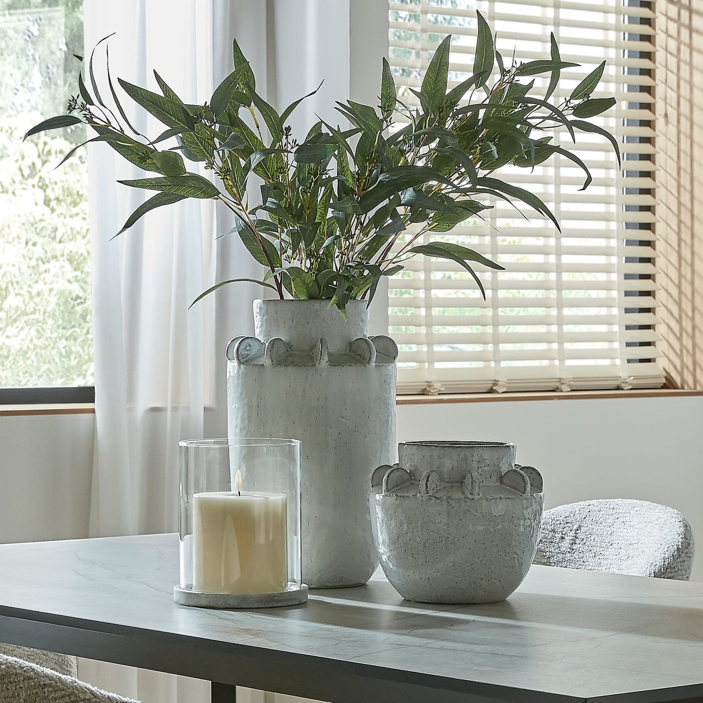 Athena Stone Large Hurricane Lantern