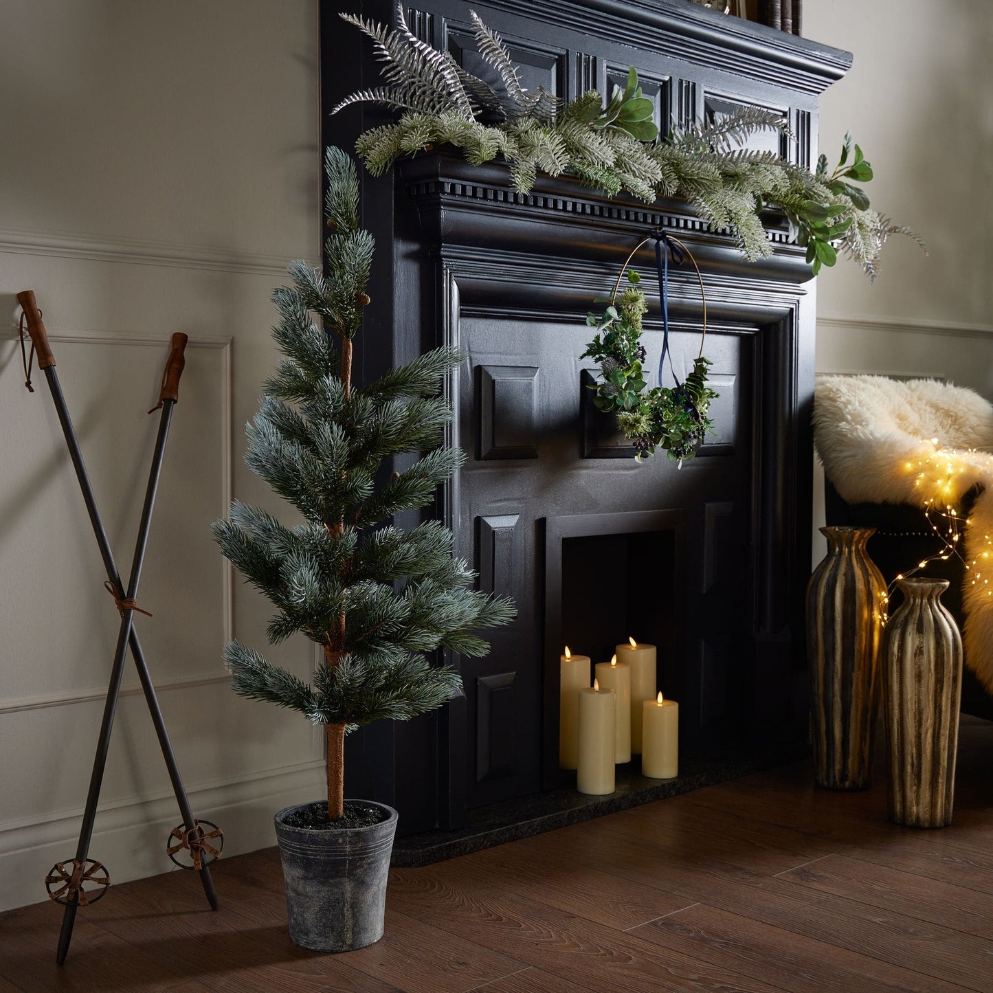 Burnished And Grey Striped Tall Vase