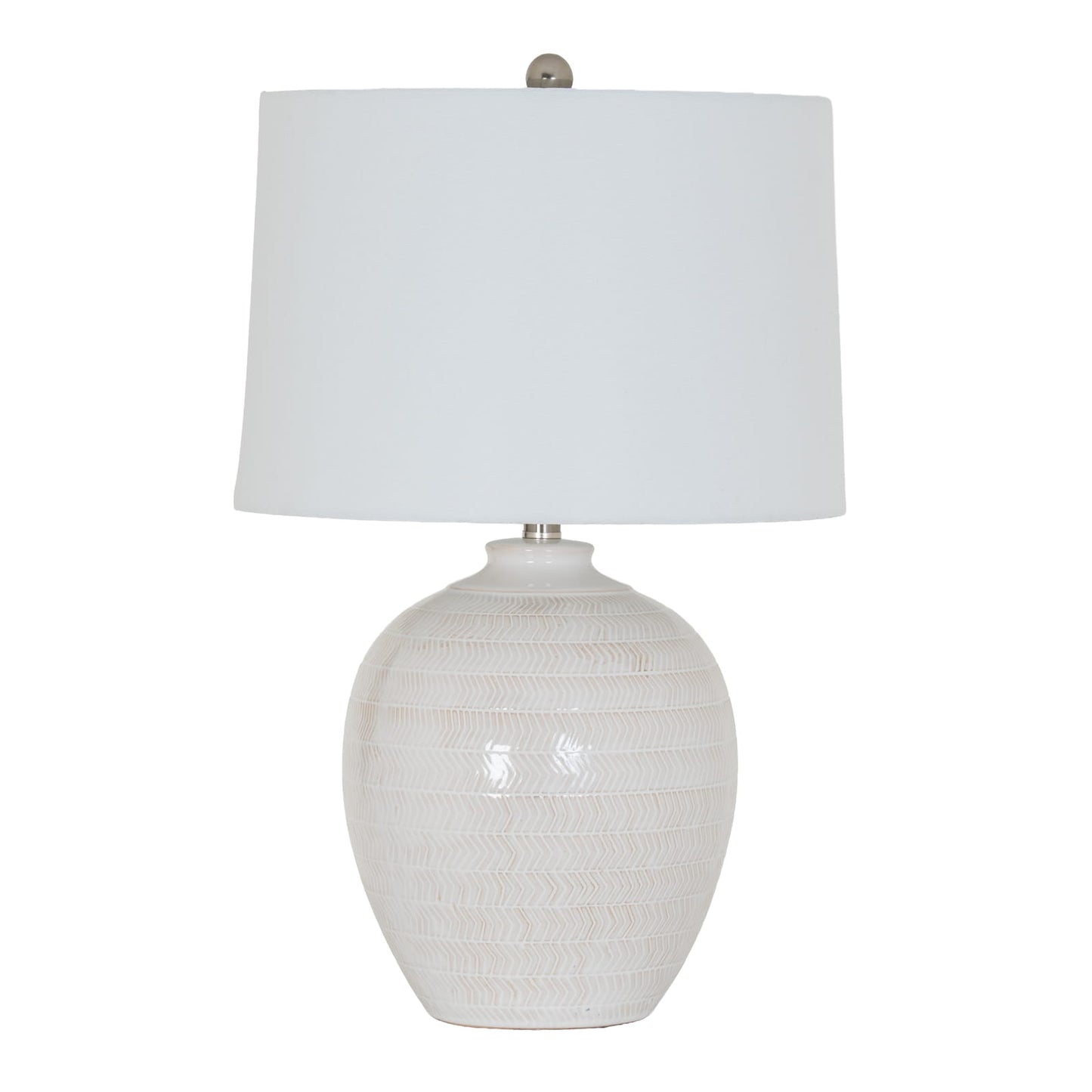 Chevronne Ceramic Table Lamp With Linen Shade