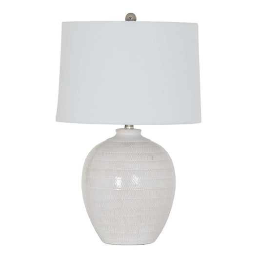Chevronne Ceramic Table Lamp With Linen Shade