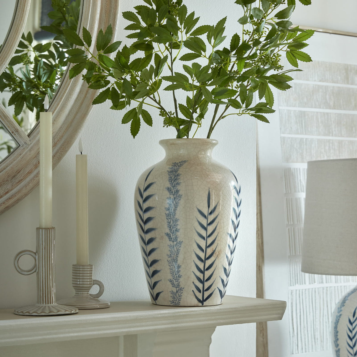 Classic Blue Flora Juniper Vase | Botanical Vase Decor