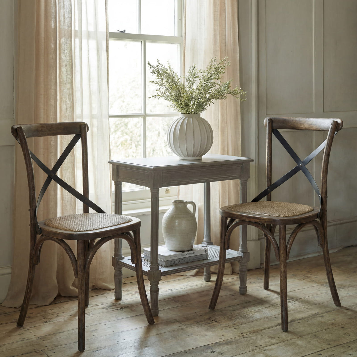 Cross Back Dining Chair | Rustic Farmhouse Dining Chair