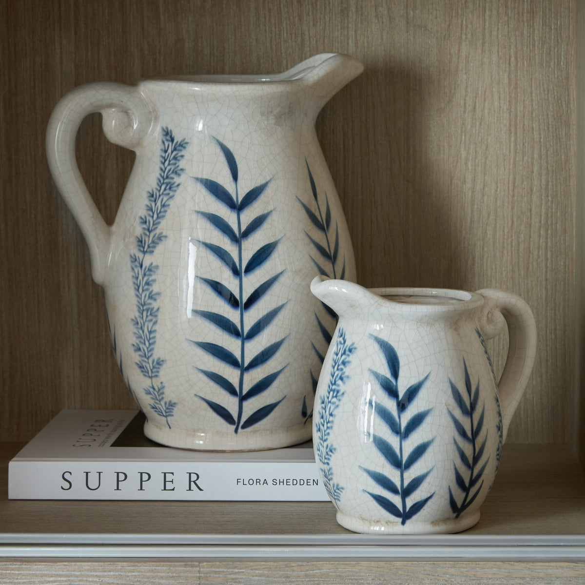 Large Blue Flora Olpe Jug Vase | Statement Vase