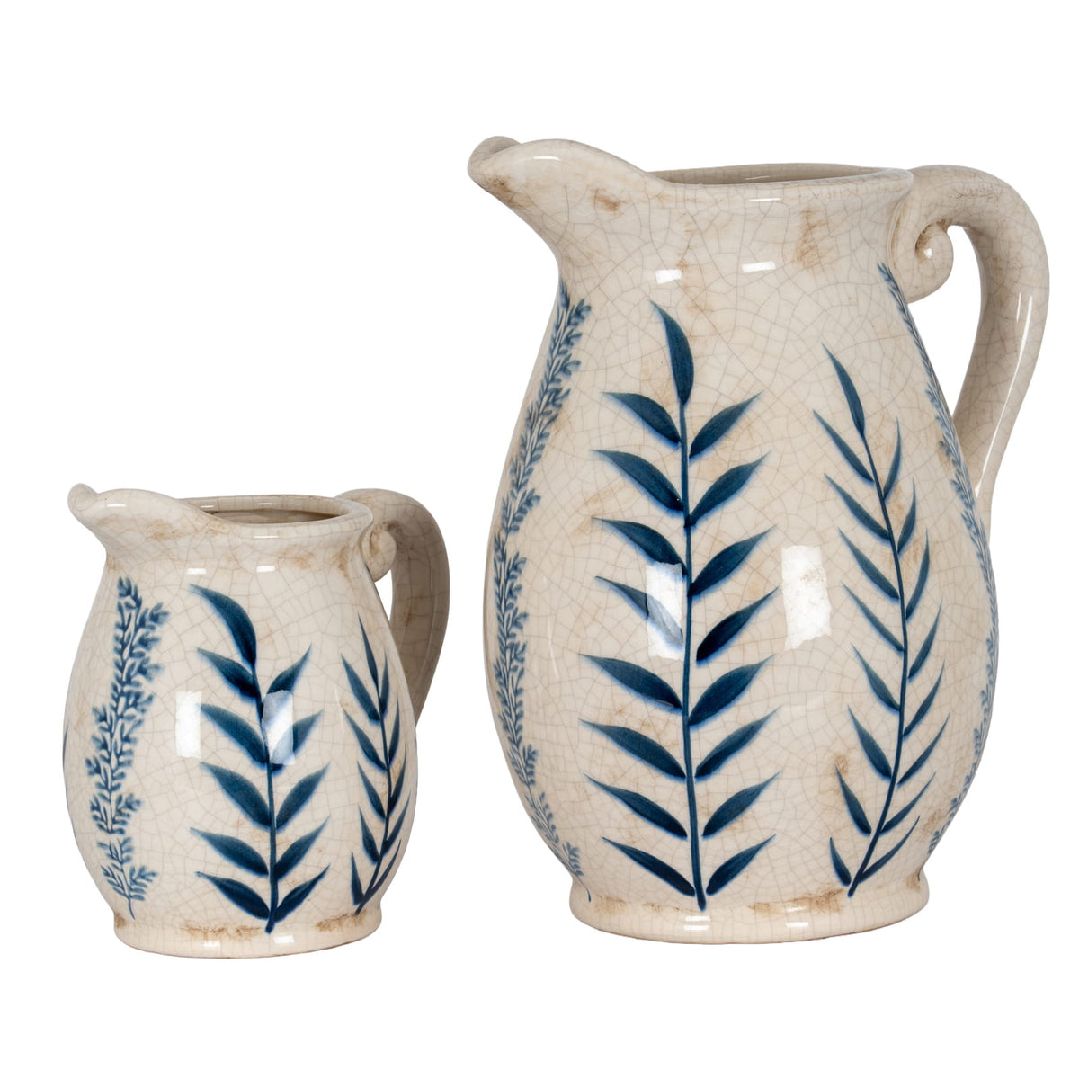 Large Blue Flora Olpe Jug Vase | Statement Vase