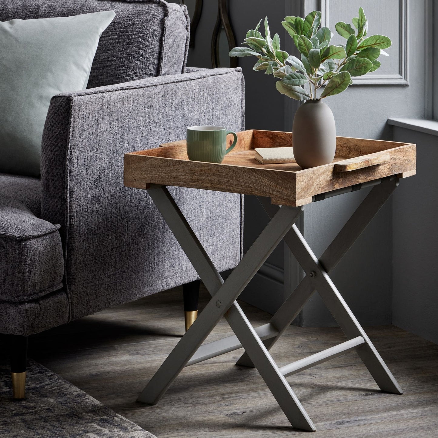 Nordic Grey Collection Butler Tray Table